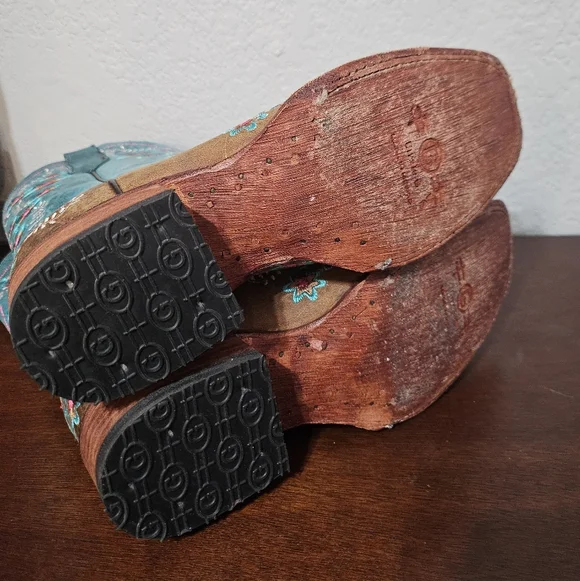 Circle G Women’s Leather Western Boots – Blue & Brown, Size 7.5 - Picture 4 of 6